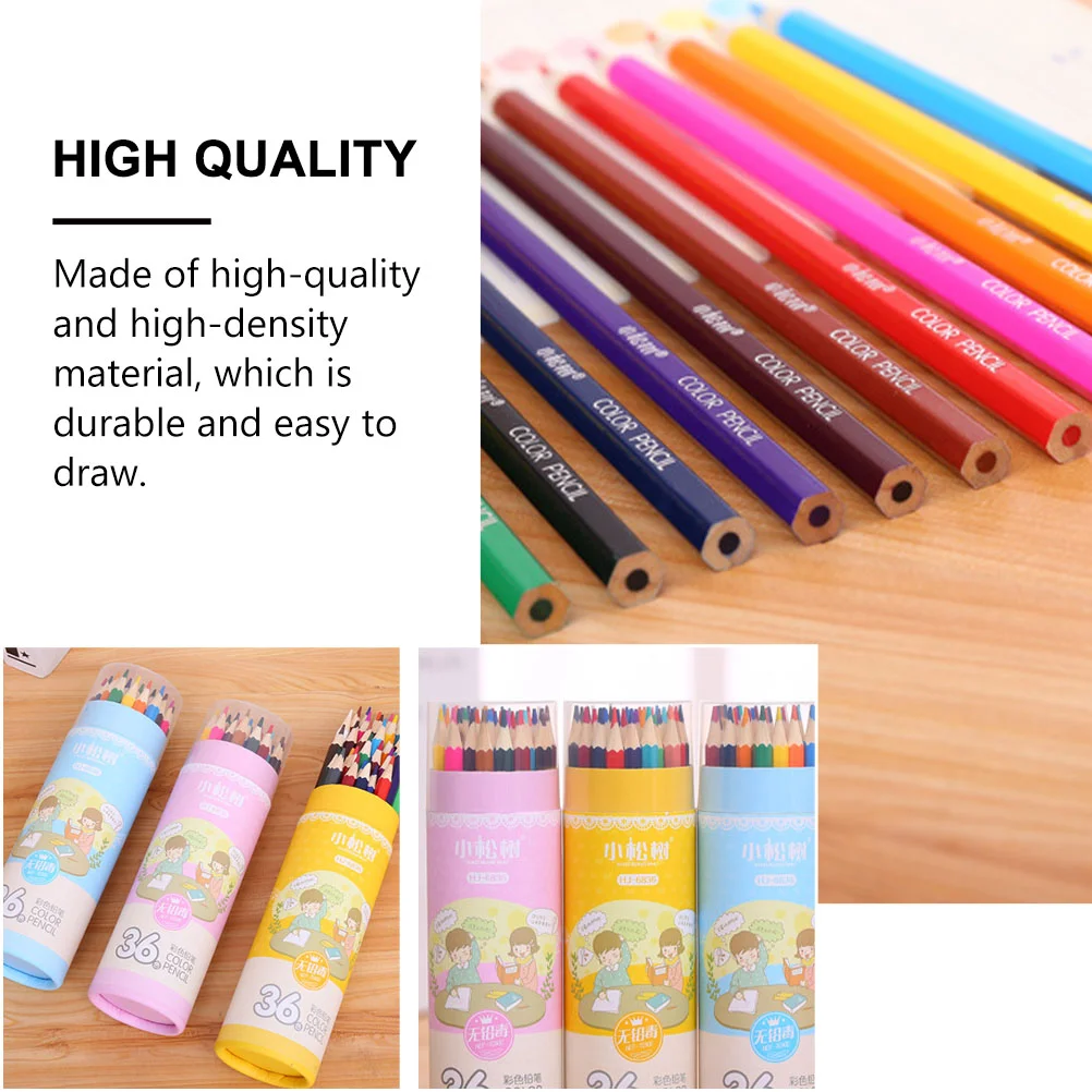 36 PCS Colored Pencils Premium Material Safe Supplies Painting Toning Coloring Students Wooden Adult Compact Size Non-toxic