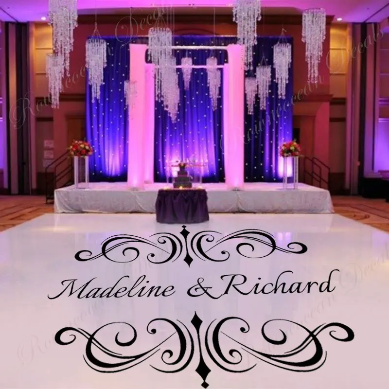 ROWNOCEAN Custom Dance Floor Decal Personalized Name Vinyl Sticker For Wedding Monogram Letters Dance Floor Decoration 4491