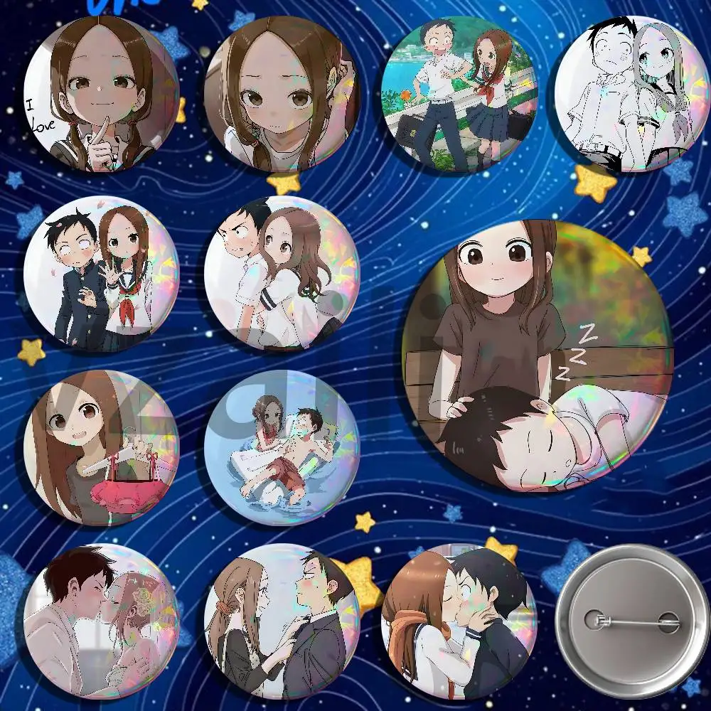 T-Teasing Master Takagi san Button Pin Single Pack Anime Merch for Ita Bags Badge Collectible Buttons TH