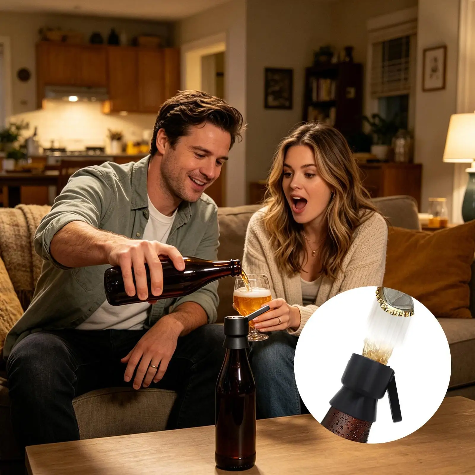 Funny Bottle Opener Push Down Beer Opener Bottle Caps Launcher for Home Kitchen Bar Party Barbecue Game Night Holiday Gathering