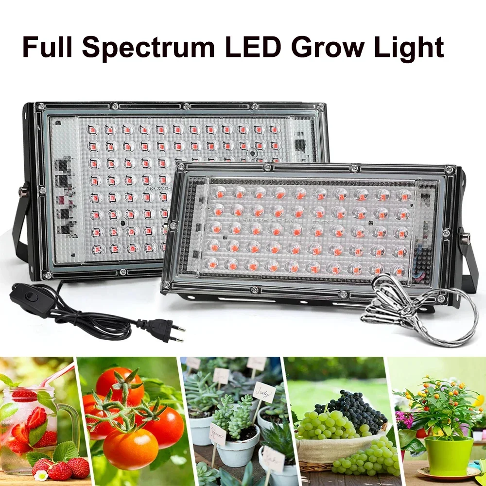 

Full Spectrum LED Grow Light Phyto Lamp AC 220V 50W 100W 200W 300W With EU Plug For Greenhouse Hydroponic Plant Growth Lighting