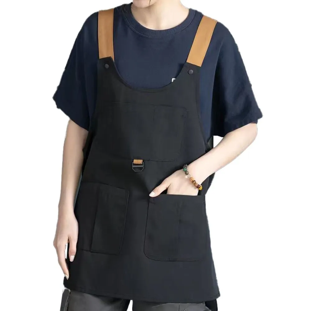 

Wind Resistant Kitchen Apron Polyester Adjustable Loose Apron Tooling Design with Multi-Pocket BBQ Apron Outdoor Activities