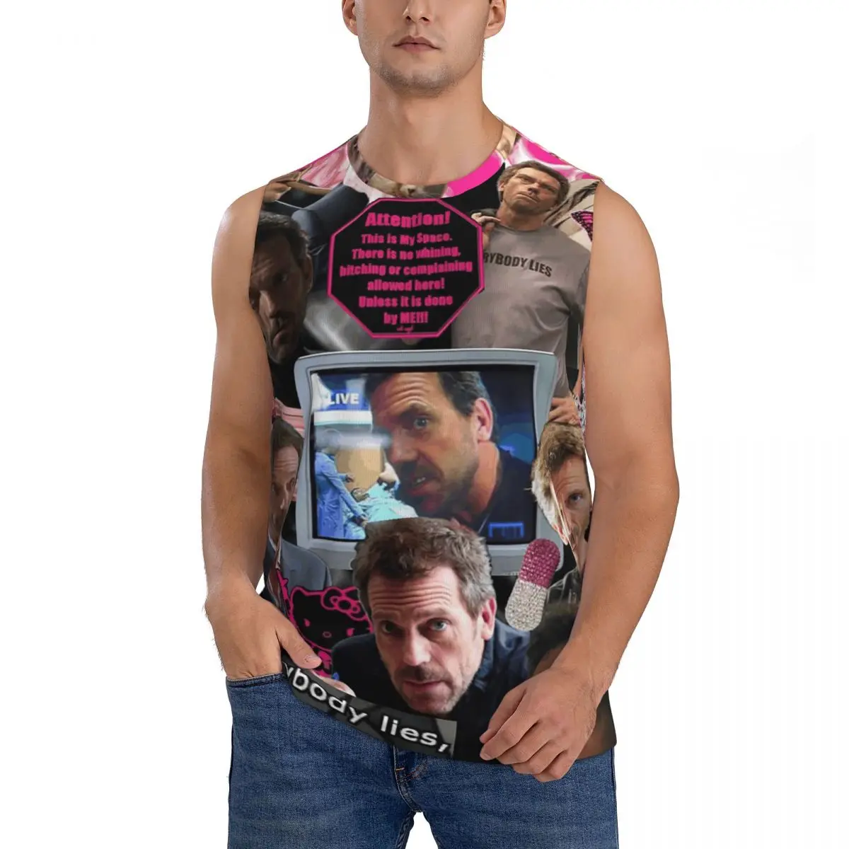 Dr. Gregory House Tomorrowland Men Sleeveless Tank Tops Quick Dry Breathable Gym Fitness Running Summer Casual Sport Vest