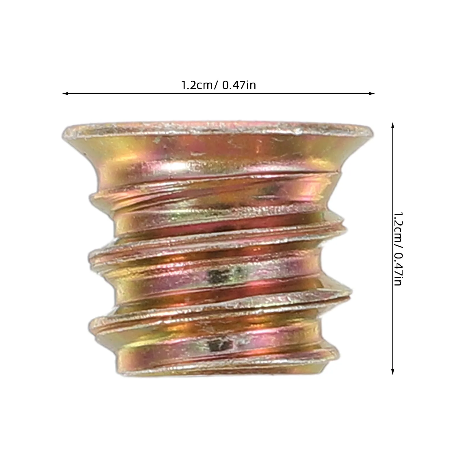 50 Pcs Nuts Furniture Insert Countersunk Flange Wood Collar Screw Threaded Inserts Inner Outer Hardware Golden Cabinet Assembly