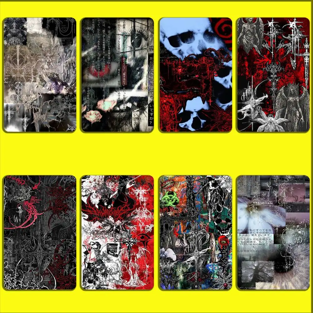 Gothic Cyber Sigil Cross Card Stickers For Debit Bank Credit Cards Metro Bus Pass Sticker Decoration Cover Skin