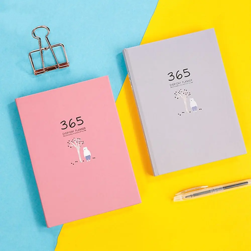 الغلاف الصلب 365 يوم مخطط الشريط الإشارات المرجعية ورقة أكثر سمكا مذكرات شخصية صفحات فارغة مفتوحة 180 درجة الجدول اليومي المفكرة