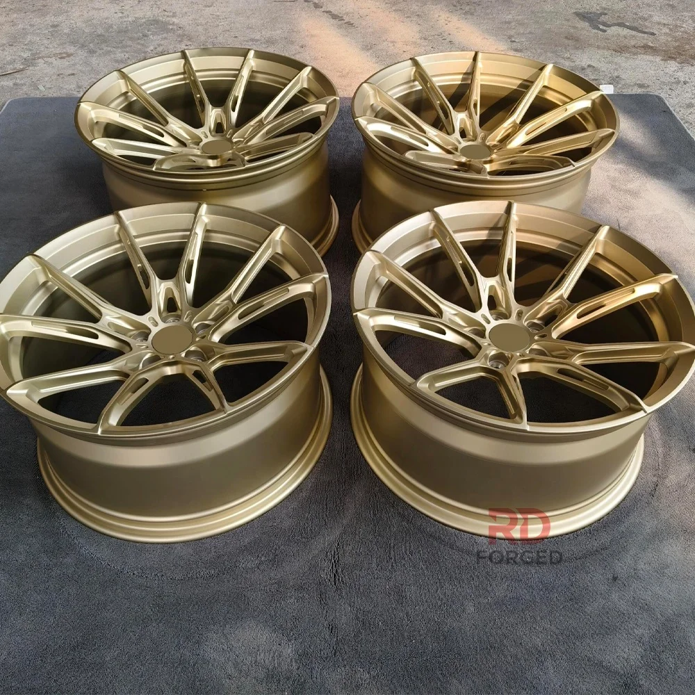 For 17 18 19 20 21 22 24 Inch Monoblock Forged Concave Gold Wheel Rims for Mercedes Audi BMW Urus 5x114.3 5x120 5x130 5x127 Rims
