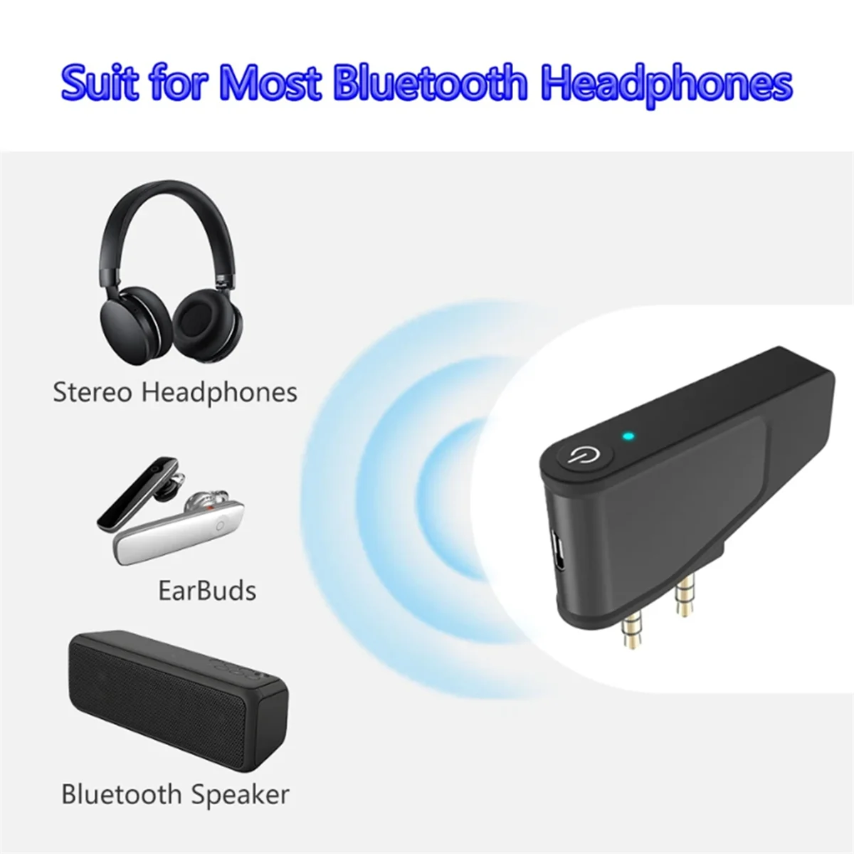 Pemancar A2DP adaptor penerbangan pesawat terbang Bluetooth 5.3, headphone peredam kebisingan nirkabel untuk Aonic 40 50