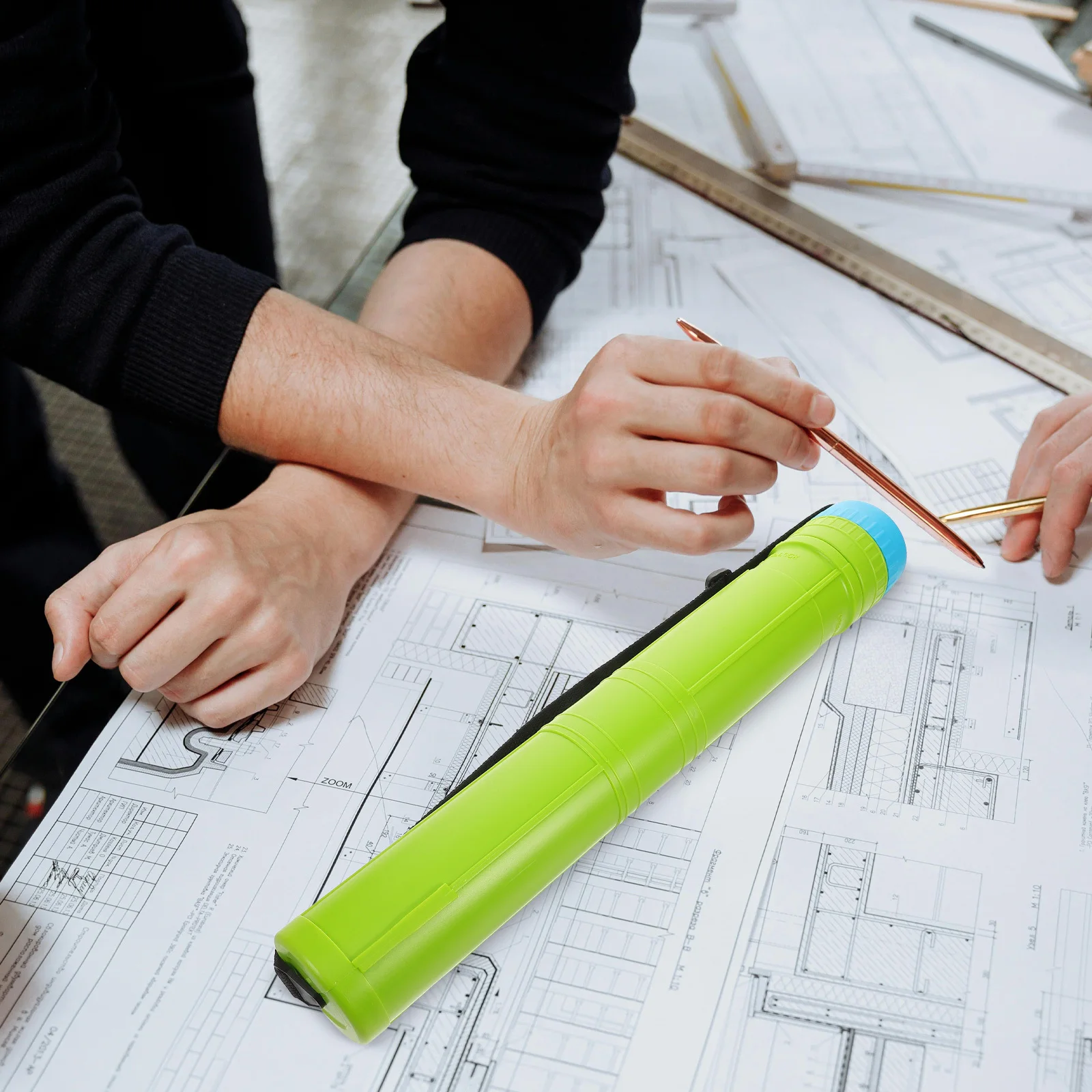 حاوية عمل فني بلاستيكية قابلة للتوسيع، أنبوب مخطط تصغير، خفيف الوزن، تخزين الملصقات، منظم رسم دائري محمول #6