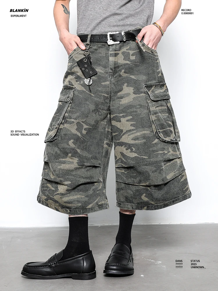 

BLANKIN, камуфляжные свободные брюки в американском стиле ретро, мужские повседневные брюки большого размера, женская уличная одежда Faion
