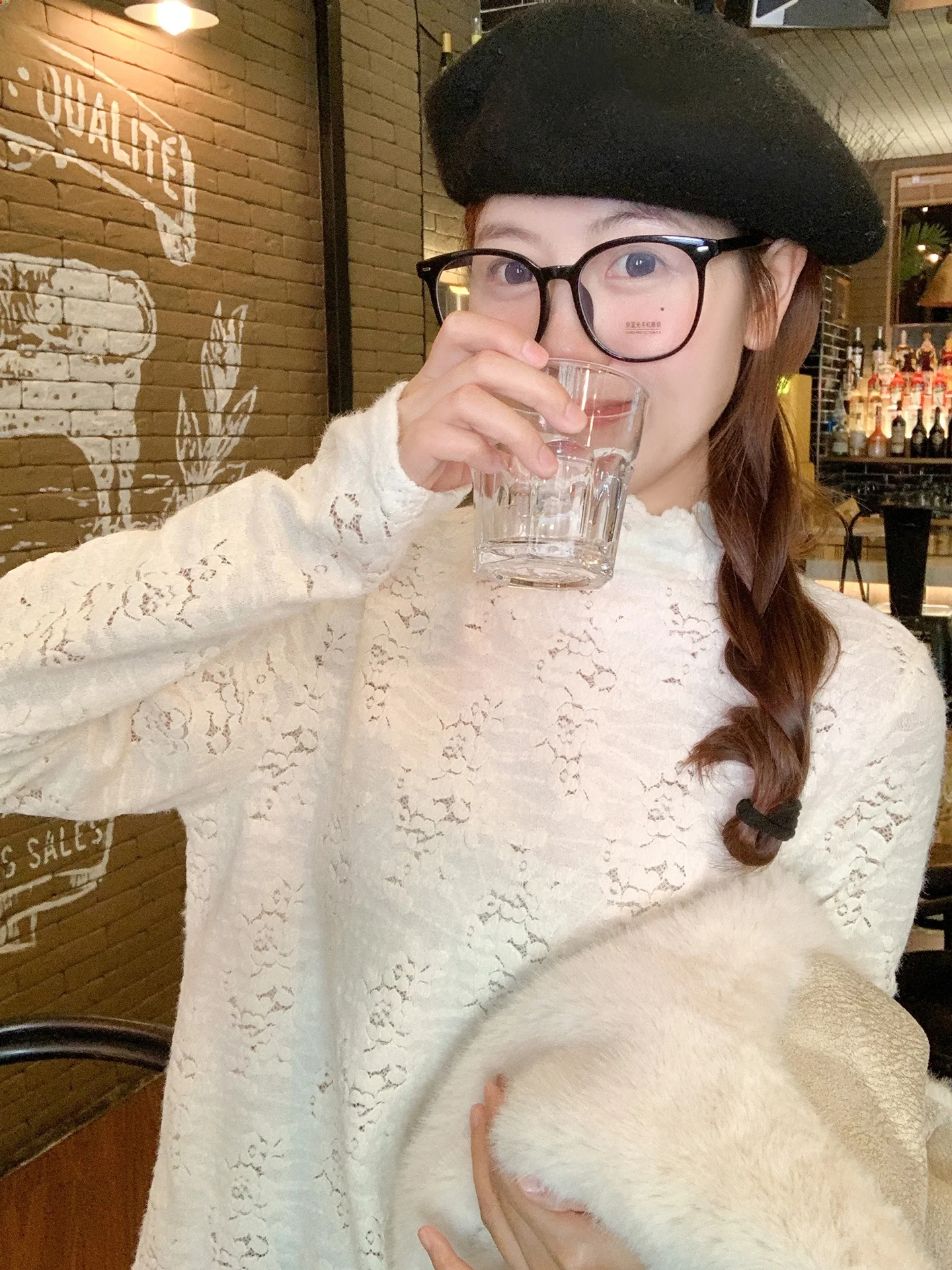 

Женский осенне-зимний мягкий топ Zeng Xiao с высоким воротником, кружевной отделкой и длинными рукавами, в корейском стиле