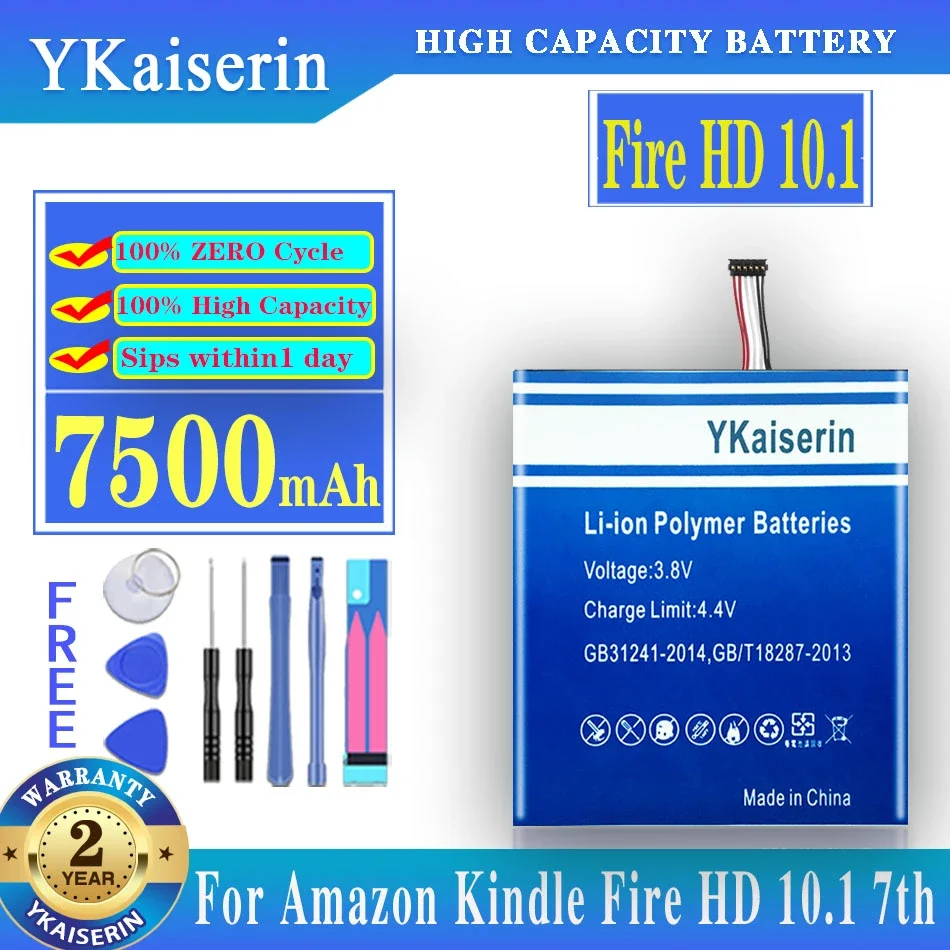 

YKaiserin 26S1015-A, 2955C7, 58-000187 7500mAh Battery for Amazon Kindle Fire HD 10.1,Kindle Fire HD 10.1 7th, SL056ZE Batteries