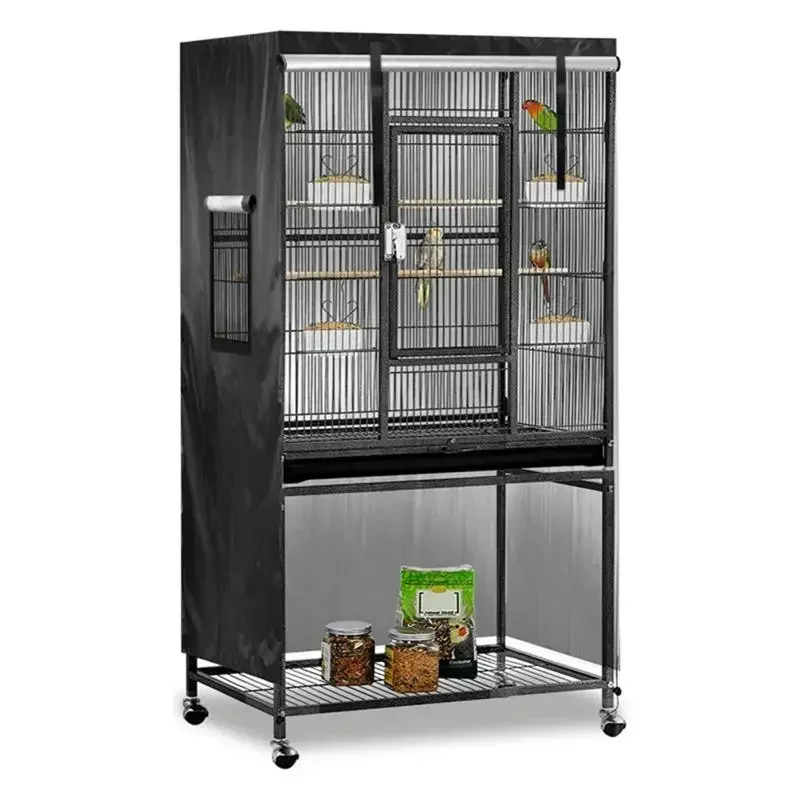 

-Universal Bird Cage Cover Degrees Covering Bird Cage Mesh Net Elastic Birdcage Cover Lightweight Soft Bird Seed Guard Skirt