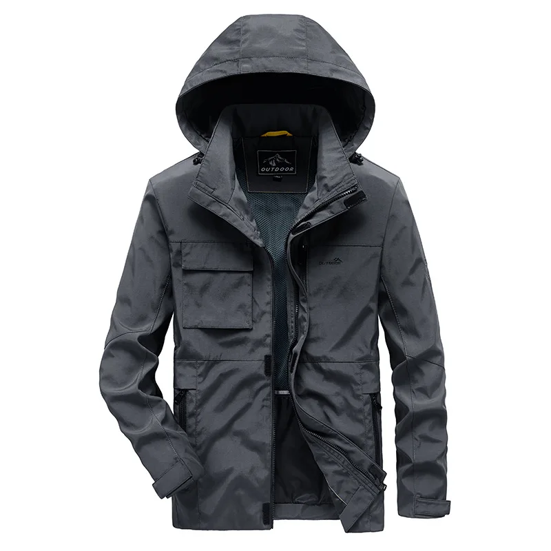 

2026 Весенне-осенняя новая быстросохнущая куртка для мужчин, повседневное уличное рабочее пальто средней длины, походная куртка