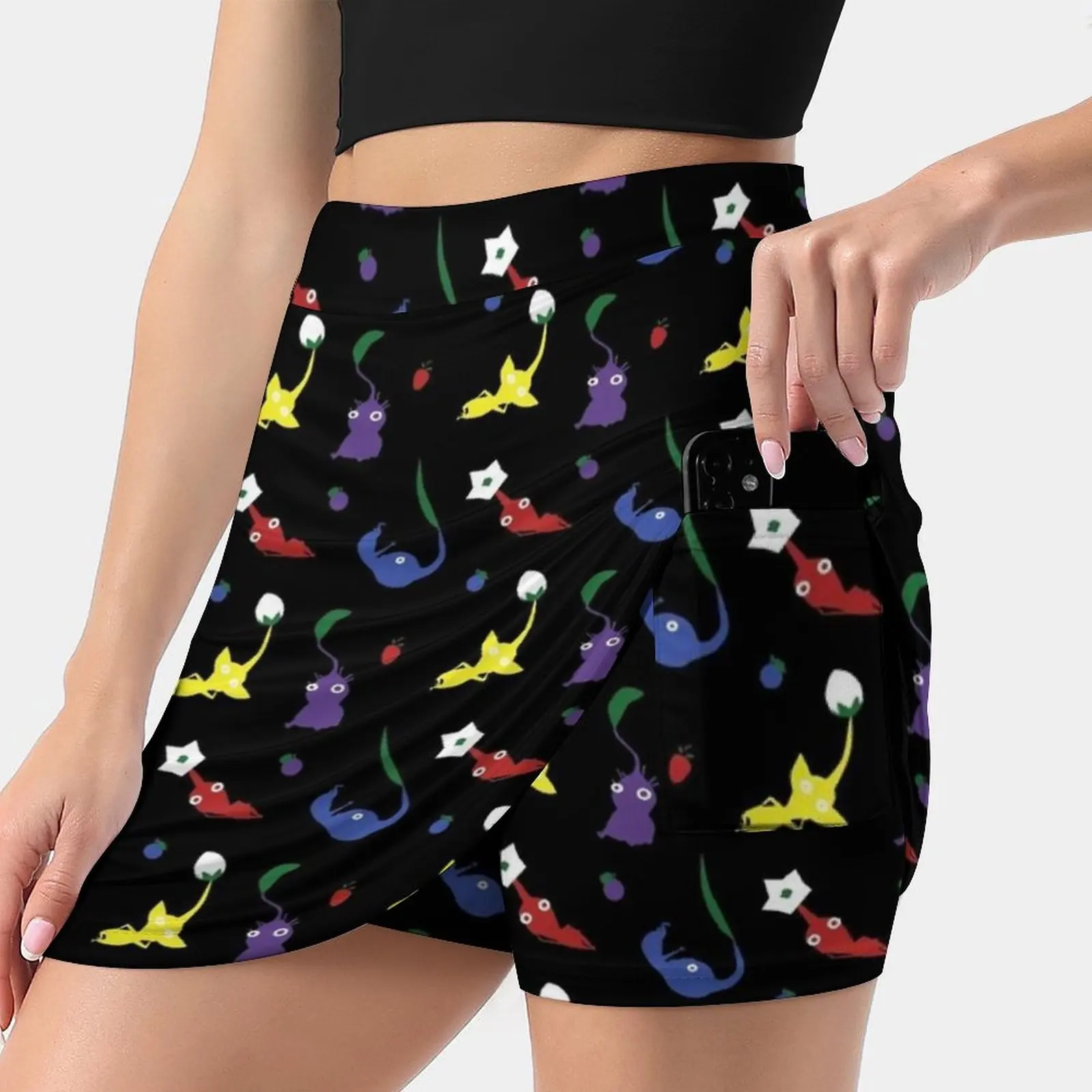 Pik Pattern! Women's skirt Aesthetic skirts New Fashion Short Skirts Pattern Pikmin Switch Game Cube Olimar Smash Yellow Pikmin