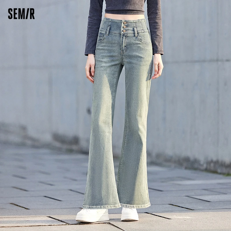 

Semir 2024 Jeans Women High-Waist Trousers Showing Leg Length Spring New Style Simple Bell-Bottoms Hong Kong Style