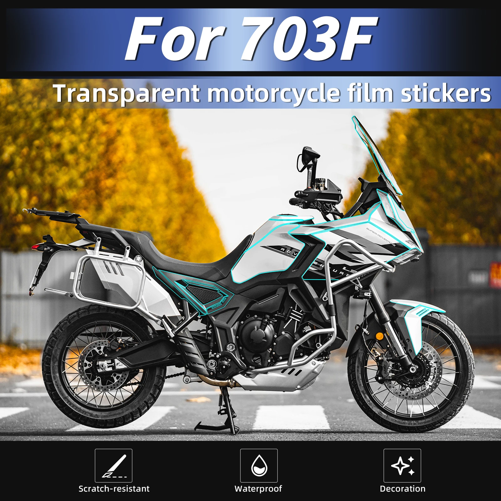 

Suitable for 2026 Zontes 703F Protective Film Kit Clear Bra+Dashboard+Tank Pad 3M Adhesive UV-Resistant Precision-Cut Mod Parts