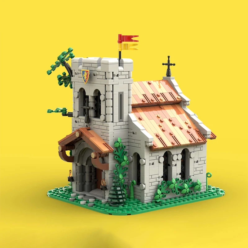 Medieval Street View Model MOC Building Bricks Lion Castle Church Modular Technology Gifts Holiday Assemble Children Toys Suit