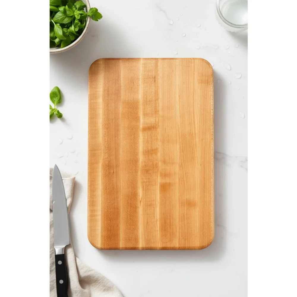 

Large 18x12 Inch Maple Wood Cutting Board with Finger Grips, Reversible Butcher Block for Kitchen & Serving