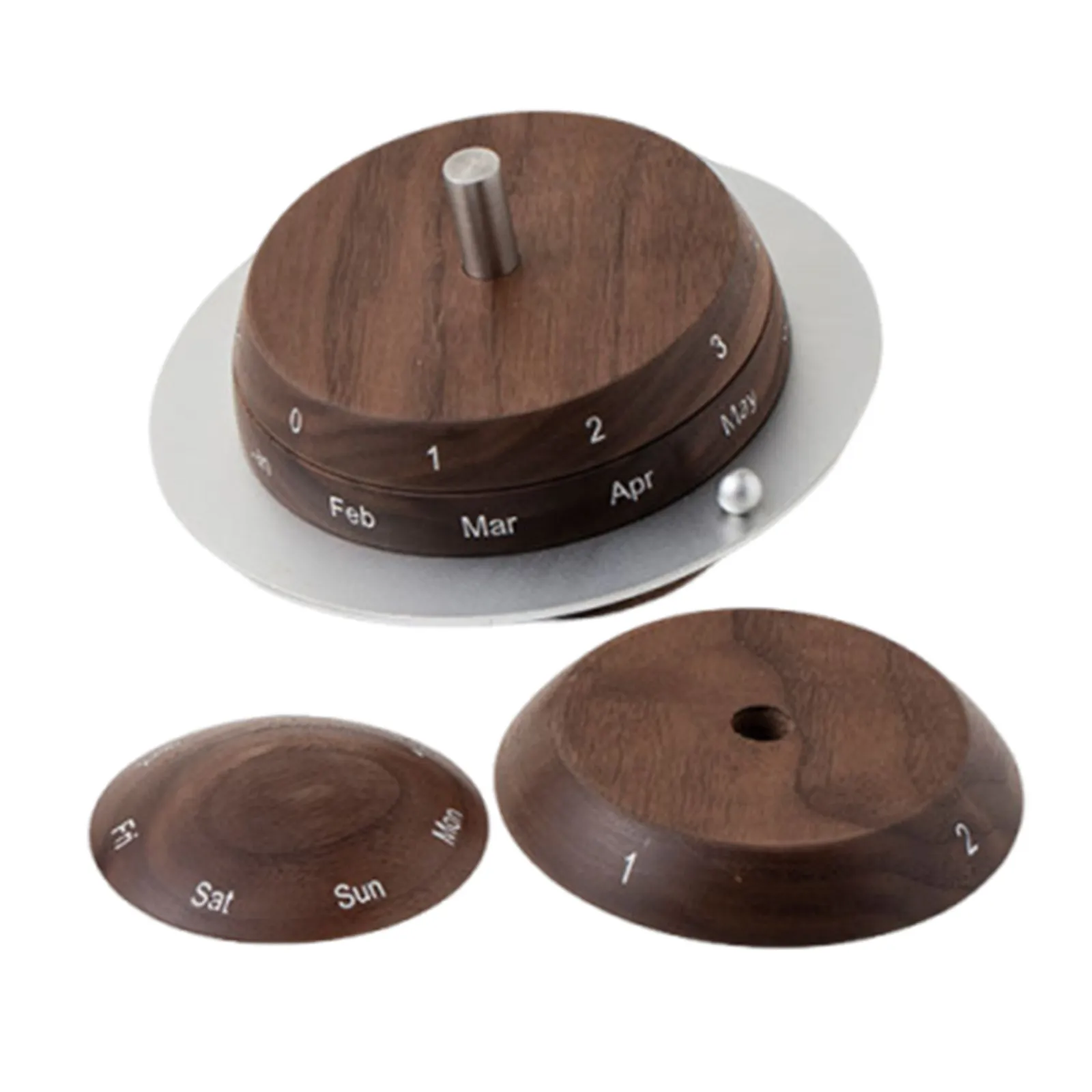 

Manual Rotating Wooden Planetary Perpetual Calendar Vintage Japanese Style Rustic Desk Calendar Natural Grain for Office Home