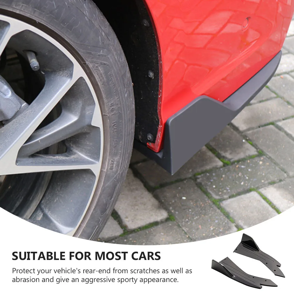 2 قطعة حامي المصد الخلفي للسيارة العالمي ألياف الكربون الأسود شفة خلفية الفاصل دائم اكسسوارات السيارات لمعظم المركبات #4