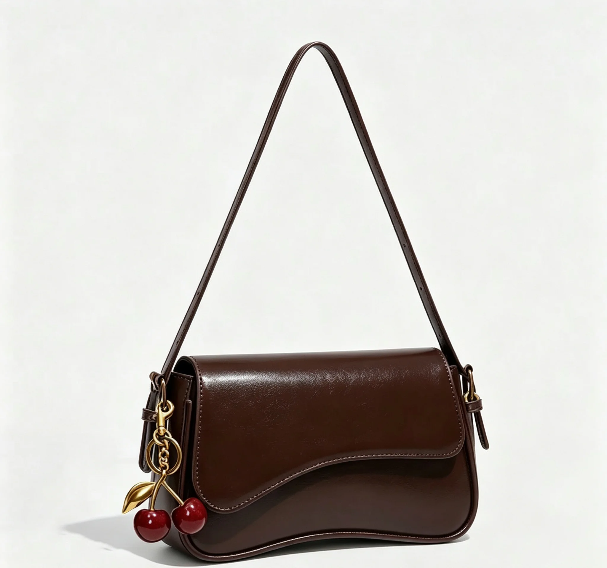2026 New Wave Covered Underarm Bag French Retro Simple Leisure French Toast Bag Cherry Hanging Ornament Women's Commuter Shoulde