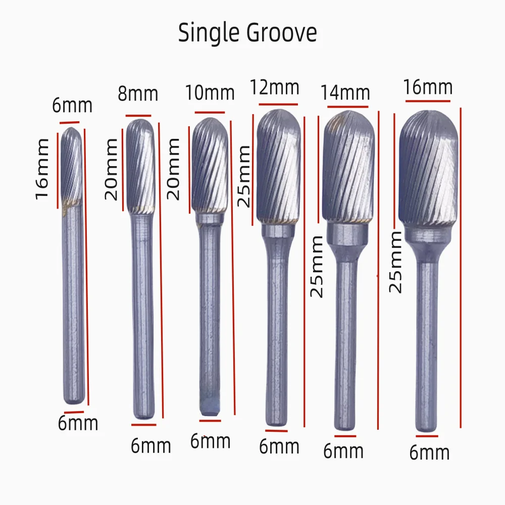 Jrealmer 1pcs C Type 6mm shank Tungsten Carbide Rotary Burrs Milling Cutter Rotary Tool Burr Rotary Dremel