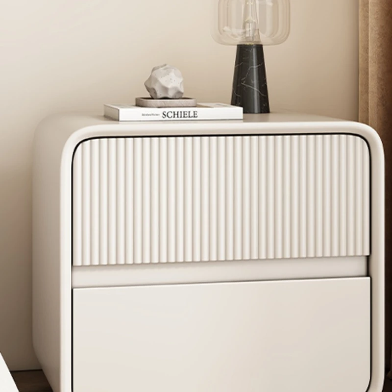 

2025 new Internet celebrity all solid wood cream wind all solid wood paint bedside table modern simple light luxury