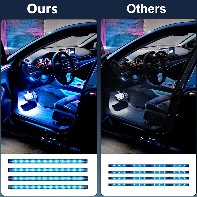 RGBIC Car Interior Lights Dreamcolor LED Floor Atmosphere Decorative Foot Light With Music App Control Neon Auto Ambient Lamps