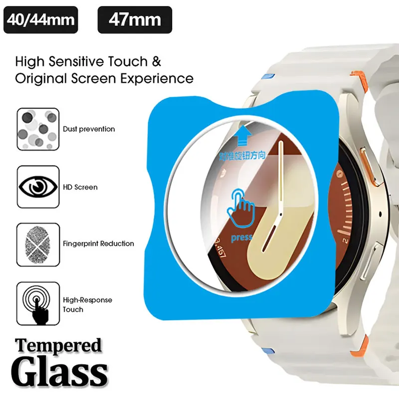 Easy to Install Tempered Glass Films With Auxiliary Tools Screen Protector Cover For Samsung Galaxy Watch 7 40 44MM 7 Ultra 47MM