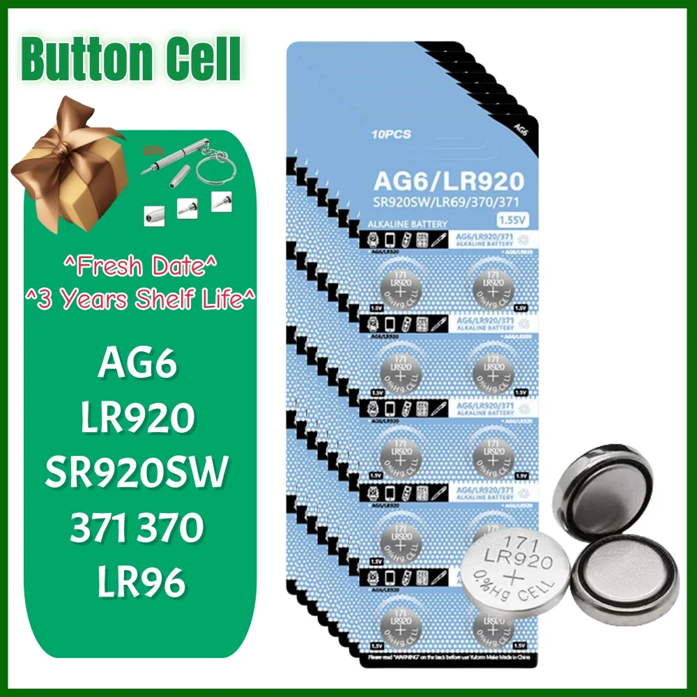 4-120PCS AG6 LR920 Button Batteries SR920SW 371 370 LR96 Alkaline Cell Coin Battery for Watch Toys Calculator Remote Button Cell