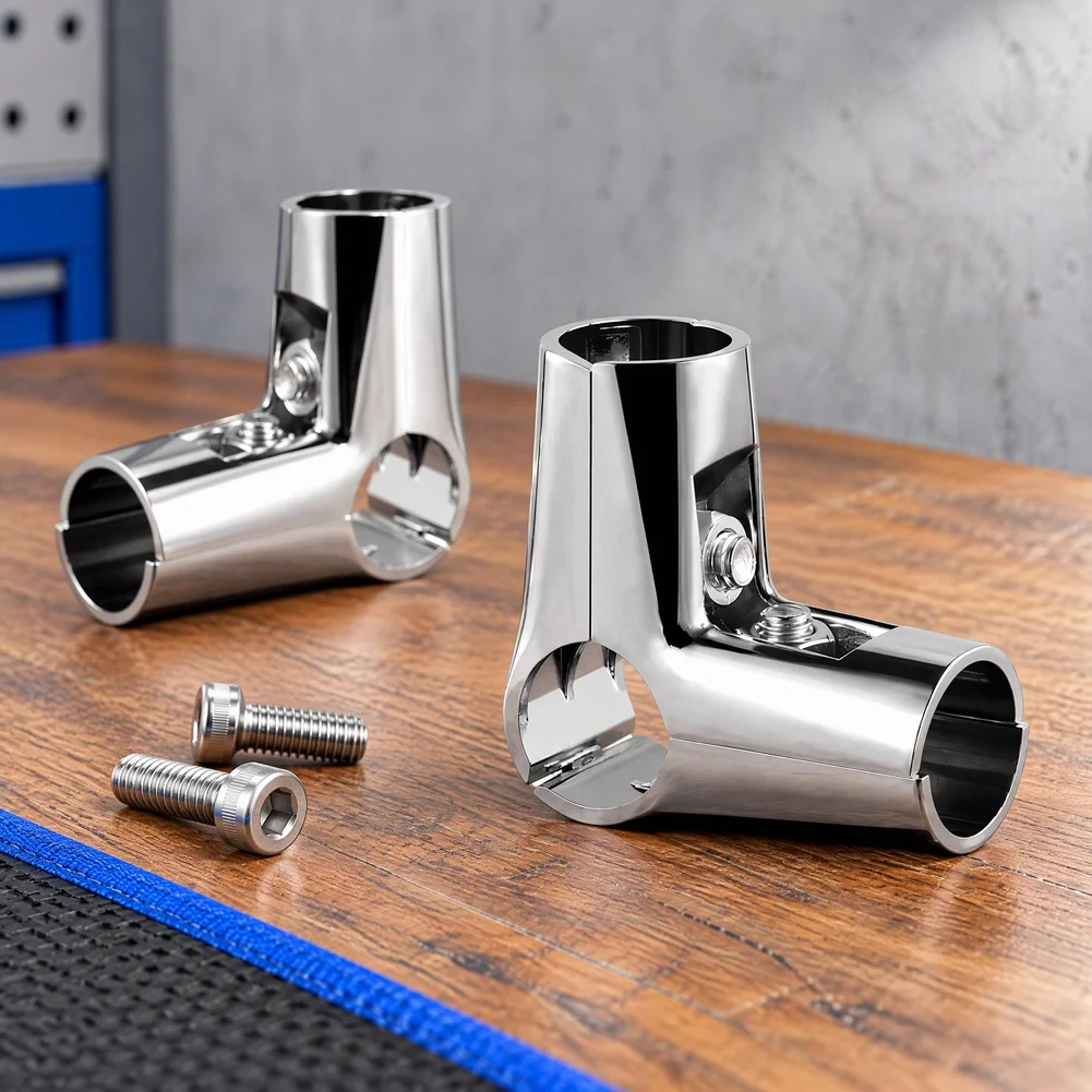4 Piece Aluminum L Connectors Designed for 25mm and 32mm Outside Diameter Stainless Steel Pipes with Mounting Hardware