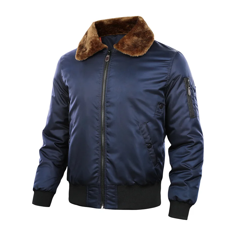 New European Size Fur Collar Thickened Flight Suit Casual Tough Guy Style Men\'s Jacket Jacket