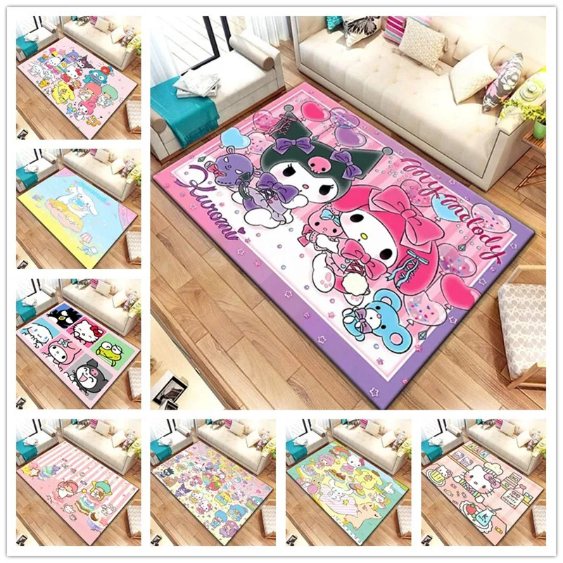 

MINISO Sanrio Cartoon Carpet Children Bedroom Decor Rugs Non Slip Kids Play Mat Washable Picnic Camping Outdoor Rug Home Decor
