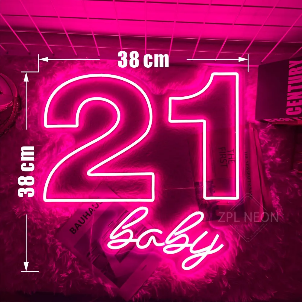 21 Baby Neon Sign Birthday Party Decor Room Bedroom Decor Wall Art Neon Led Sign Personalize Gift Bar Club Neon Light Up Sign