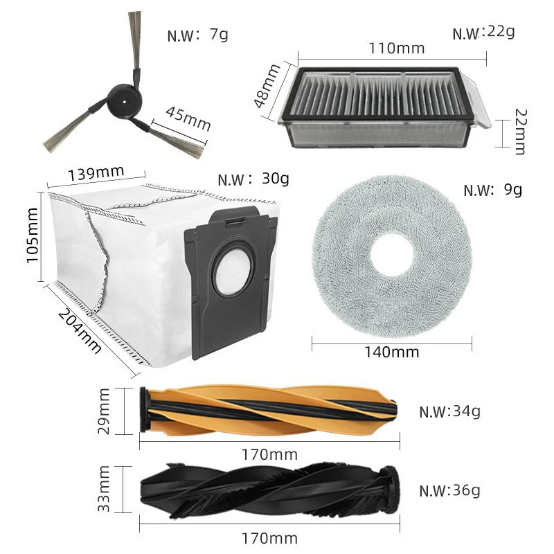 Escova lateral principal filtro hepa mop saco de pó para dreame x50 ultra/s40 edição aprimorada robô aspirador peças acessórios