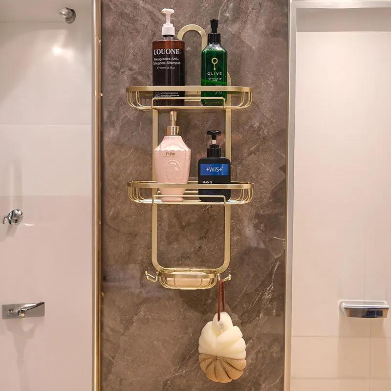 Bathroom Accessories Corner Shelf Soap Holder 3-Tier Metal Gold Bathroom Shelves Wall Shelf Shampoo Holder Bathroom Organizer