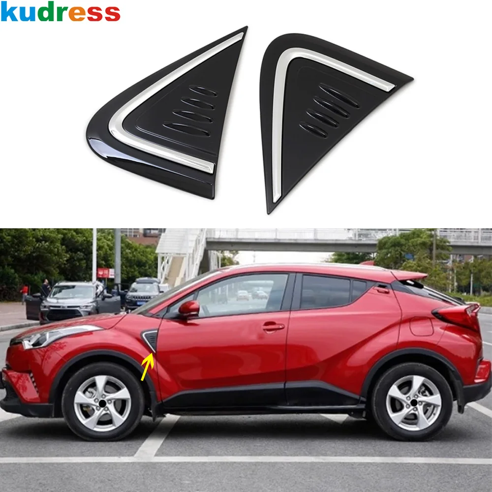 

For Toyota C-HR CHR 2016-2020 2021 2022 Black Car Side Fender Air Vent Cover Trim Triangle Side Wing Intake Frame Accessories