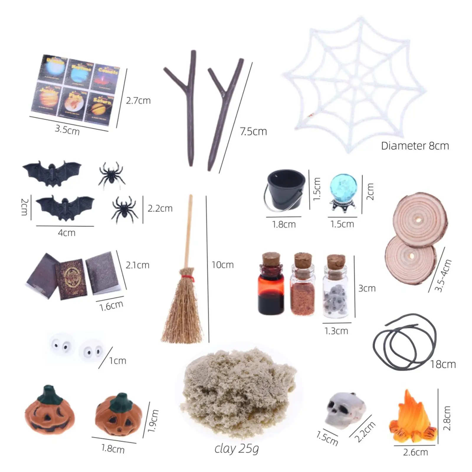 27Pcs Dollhouse Halloween Ornament Kit Toy Halloween Scene Set for Kids Room