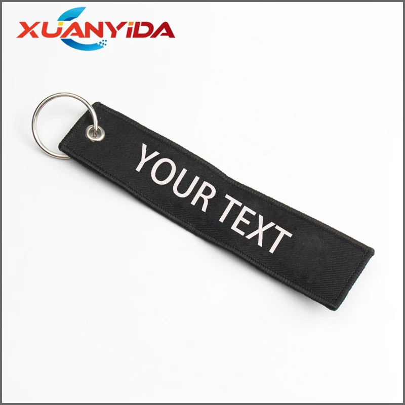 Personalized Custom Keychain Embroidery Craft Embroidered Double Sided Personalized Tell Me Your Text and Color