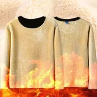 2026 Autumn Winter Fleece Lined Men's Warm Top Korean Long Sleeved Base Shirt Plush Casual Warm Underwear T-shirt 3