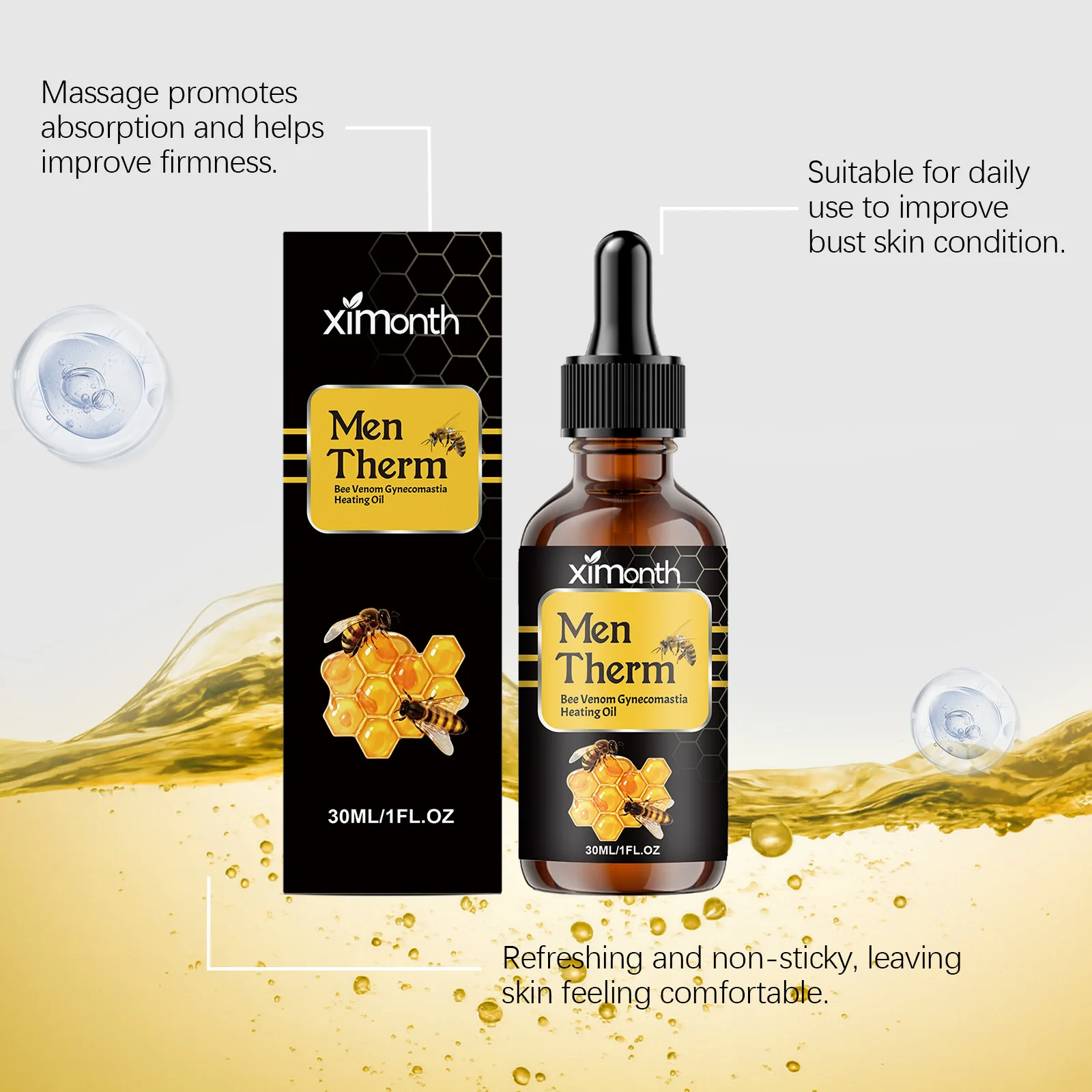 30ml Men's Chest Shaping Serum Enhances Chest Contour, Firmness and Delicate Soft Smooth Natural Healthy Radiance