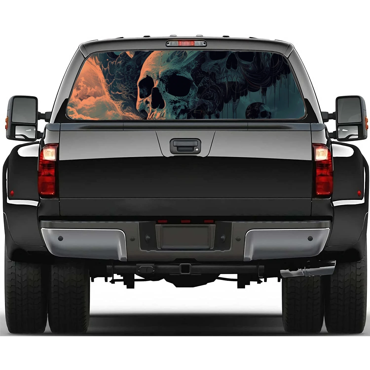 Fantasy Skull Painting Car Rear Window Decal Fit Pickup,Truck,Car Universal See Through Perforated Back Window Vinyl Sticker