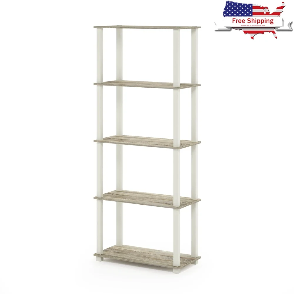 

5-Tier Square Tubes Display Shelf Easy Assembly Open Storage MDF PVC Rounded Edge Indoor Use Space Saver