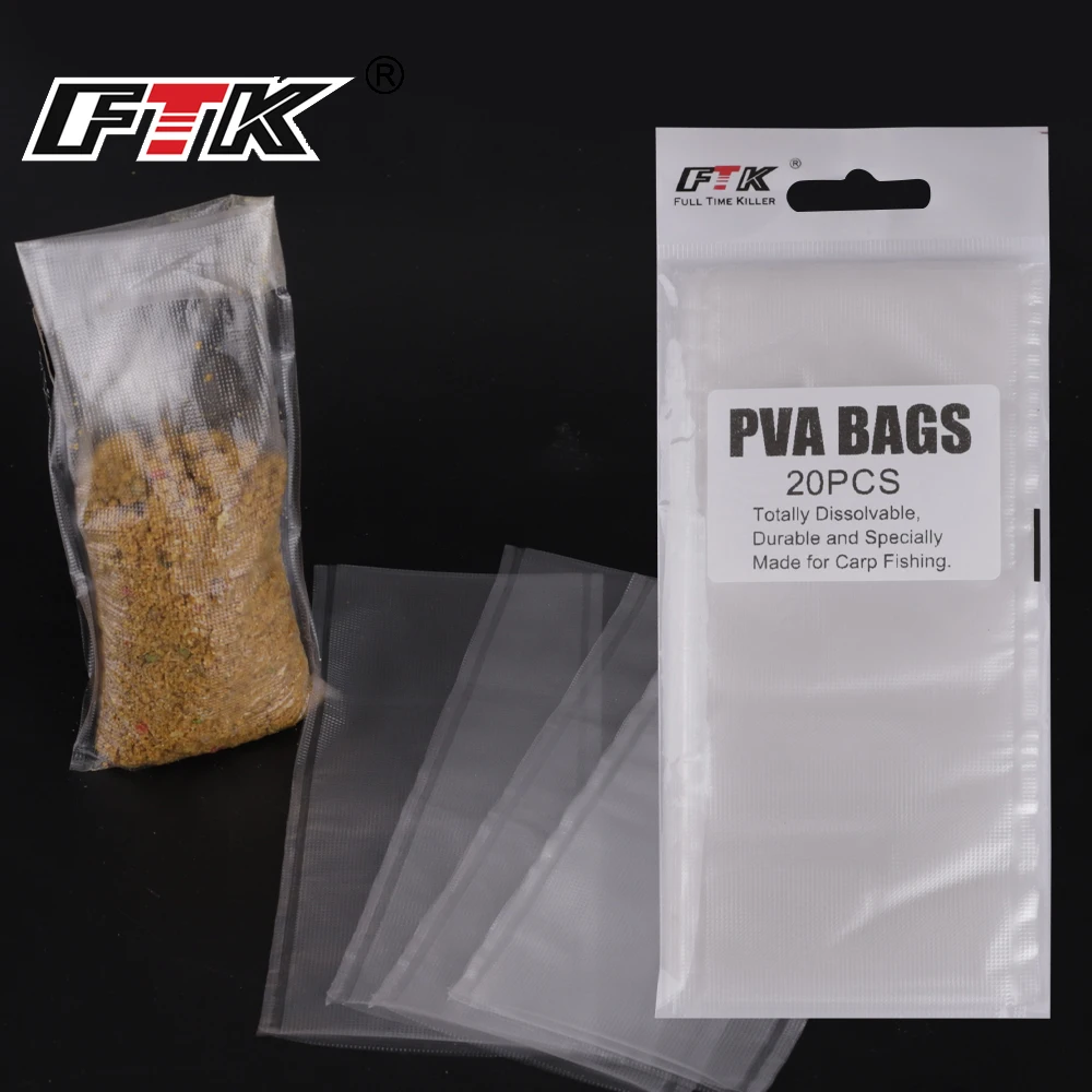 FTK PVA Wasserlösliche Beutel Karpfenangel-Köderbeutel 15*7cm Schnell auflösende Netzbeutel für Karpfen- und Grobfischangelzubehör
