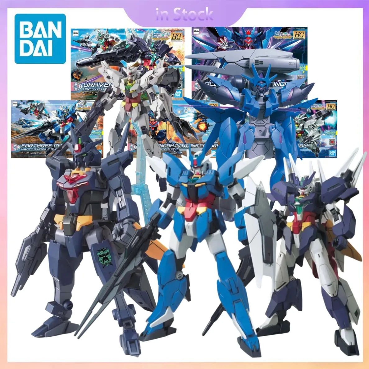 bandai-original-en-stock-figurines-d'action-gundam-hg-earthree-jupitive-alus-earthree-uraver-core-titans-collection-kits-de-modeles