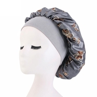 Butterfly Print Satin Sleeping Cap Wide Brim Nightcap Hair Care Turban Chemo Hat for Washing Face Skin-caring Make-up