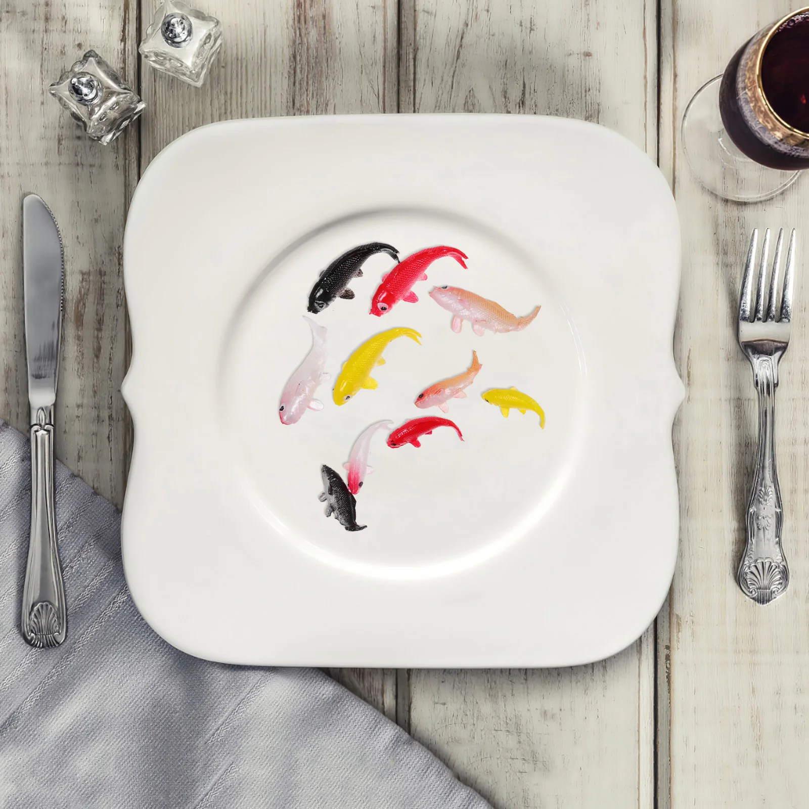 

10 шт., скульптура микро-рыбы, мини-смола, декор кои, садовый пруд, фигурки потока, яркие цвета, украшения для аквариума