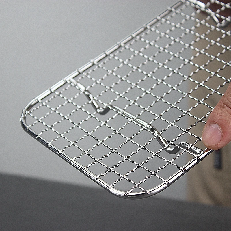 Stainless Steel 304 Food Grade Rectangular BBQ Grill Grate Charcoal Oven Mesh with Feet for Water Oil Drip Tray