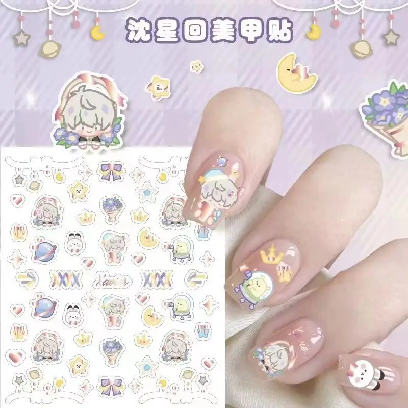 Kawaii Game Love and Deepspace Nail Stickers Cartoon Cute Xavier Zayne Rafayel ralayo Shen Xinghui Li Shen Qi Yu Nail Sliders